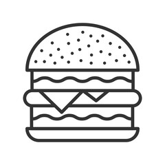 Burger icon or logo line art style. Vector Illustration.