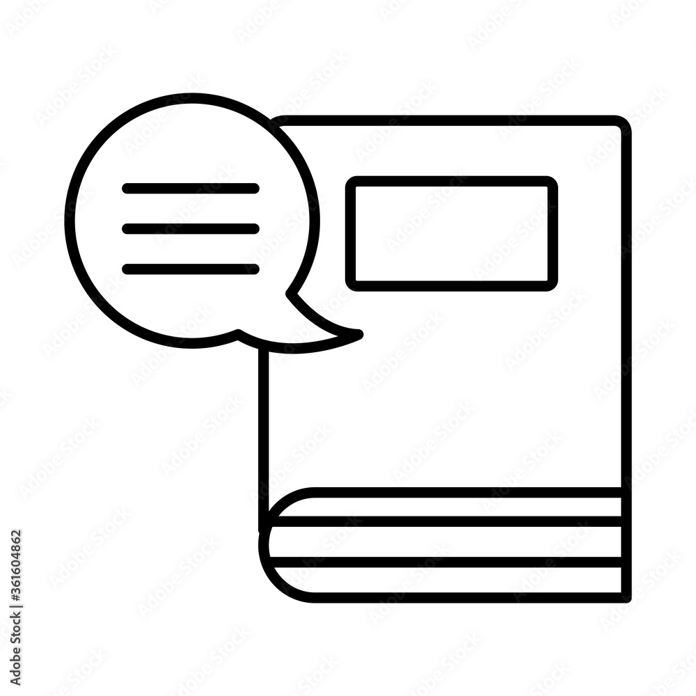 Poster text book with speech bubble line style icon