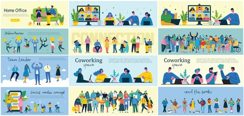 Fototapeta premium Connection background with people with smartphones. Chat, email messaging, sms, mobile concepts for web sites, web banners in modern flat design