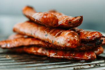 Greek Meats on Grill, Lamb, Pork, Split Sausages