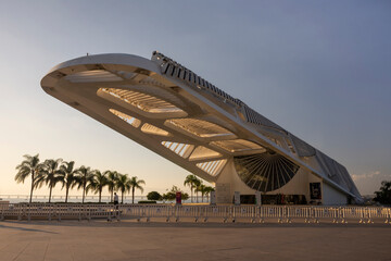 Beautiful sunset view to modern architecture museum