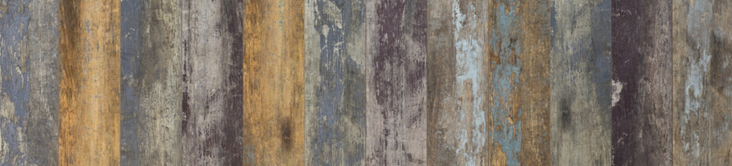 Fototapeta premium Old wooden background in rustic style. Colored wooden background with the structure and pattern of boards and panels. Copy space.