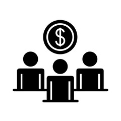 businessmen teamwork figures with coin dollar silhouette style icon