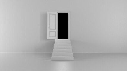 3d render door with steps with alpha channel