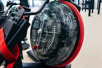 Water rowing machine in a sports club