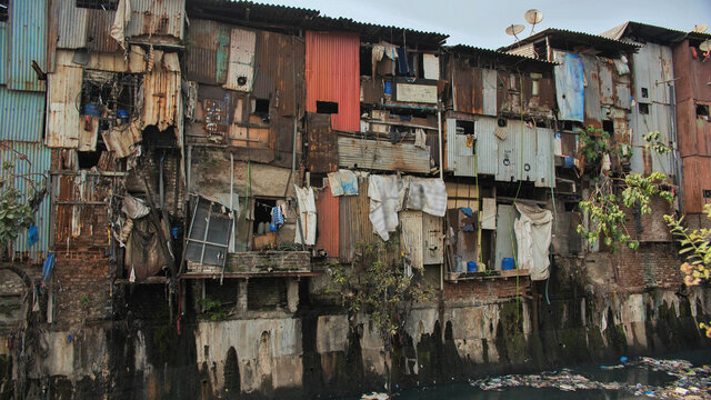 Dharavi slums in east Mumbai. Bandra District, Maharashtra, India.