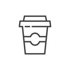 Coffee to go icon or logo in modern line style. Vector Illustration.