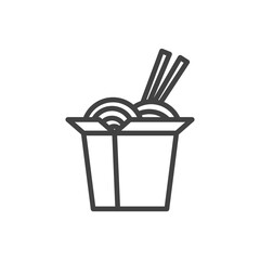 Chinese food box outline icon. Vector Illustration.