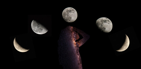 lunas y el universo en una simple silueta © Andrea