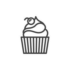Cupcake outline icon. Vector Illustration.