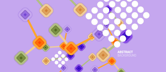 Abstract square dot connections, flat style multicolored geometric background for Wallpaper, Banner, Background, Card, Book Illustration, landing page or poster design