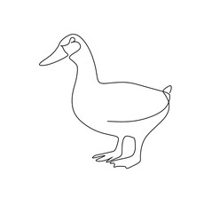 Continuous one line drawing of a mother duck bird. vector illustration
