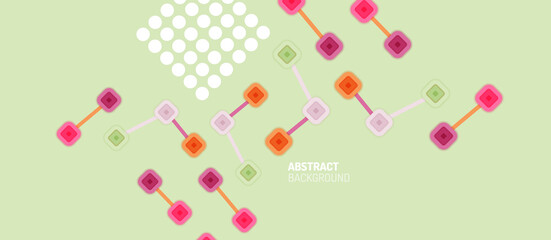 Abstract square dot connections, flat style multicolored geometric background for Wallpaper, Banner, Background, Card, Book Illustration, landing page or poster design