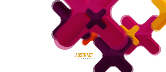 Glossy multicolored plastic style cross composition, x shape design, techno geometric modern abstract background. Trendy abstract layout template