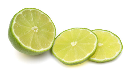 Lemon sliced and stacked on white