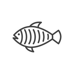 Fish outline icon. Vector Illustration.