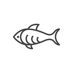 Fish outline icon. Vector Illustration.