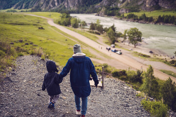 walking in the Altay mountains