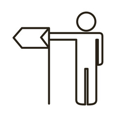 businessman figure with flag line style icon