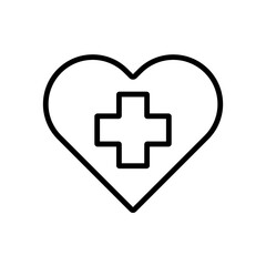 Cross inside heart vector icon. Medical sign