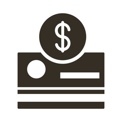 credit card with coin silhouette style icon