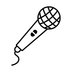 classic microphone with cord icon, line style