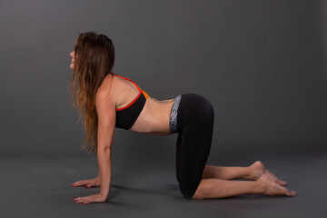 Fototapeta na wymiar The yoga woman. Studio shot. Exercise, Pilates