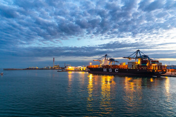 cargo ship in port