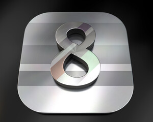 3d brushed metal eight number icon