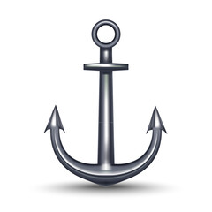 Realistic 3d Detailed Anchor on a White. Vector