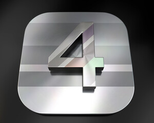 3d brushed metal four number icon
