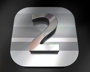 3d brushed metal two number icon