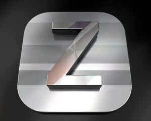 3d brushed metal Z letter icon