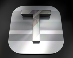 3d brushed metal T letter icon