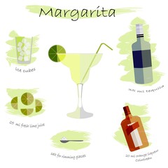 margarita recipe infographics vector illustration