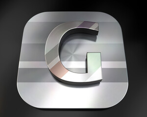 3d brushed metal G letter icon