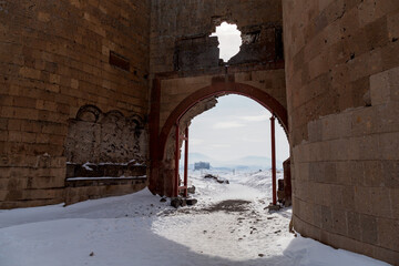 Ani Ruins. Armenian capital in the past, now is plateau with the ruins of churches (City of 1001 Churches). Entrance Door.  