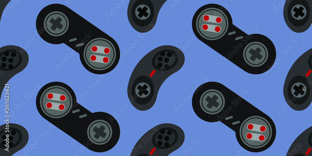 Poster video game controller background. gadgets seamless pattern. vector eps10