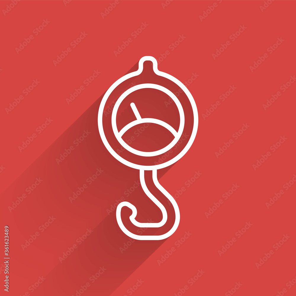 Poster white line spring scale icon isolated with long shadow. balance for weighing. determination of weigh