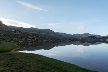 Fototapeta na wymiar Landscape in Montmalus Lake in summer on Andorra