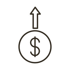 coin dollar with arrow up line style icon