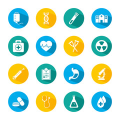 set of microscope and medical icons, block style