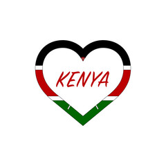 Kenya flag in heart. I love my country. sign. Stock vector illustration isolated on white background.