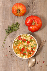 vegetable soup with pasta and broth