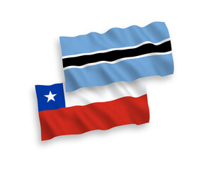Flags of Botswana and Chile on a white background