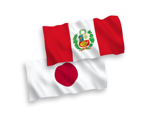 Flags of Japan and Peru on a white background