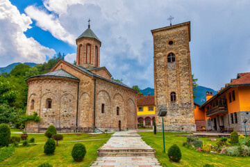 Fototapeta premium Medieval Raca Monastery. Serbian Orthodox monastery built in the 13th century as the endowment of Serbian King Stefan Dragutin Nemanjic. Located south of Bajina Basta, Serbia.
