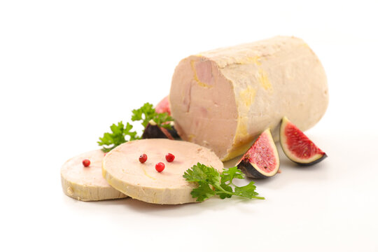 foie gras with fresh fig isolated on white background