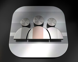 3d brushed metal social network characters icon