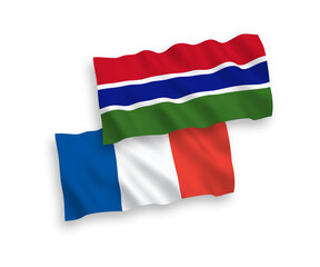 Flags of France and Republic of Gambia on a white background